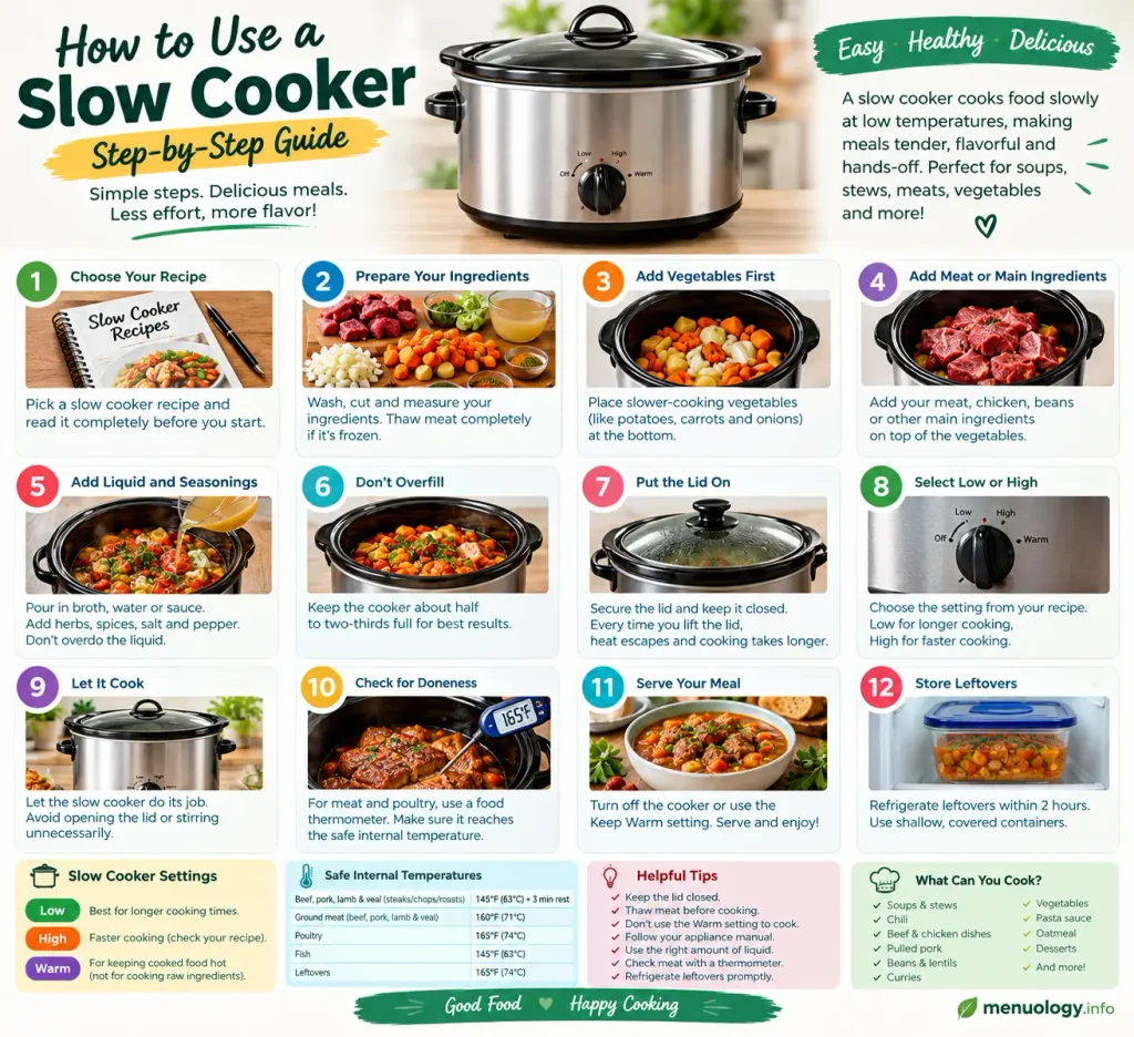 slow cooker guide, how to use a crock pot, slow cooker cooking tips, slow cooker recipes, slow cooking for beginners, how does a slow cooker work